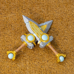 WoW Dual Blade Replica 3D Printed Short Sword Prop Gem Accents Perfect for Cosplay Gaming Decor Collectors Platform Gamer Gift WoW Present