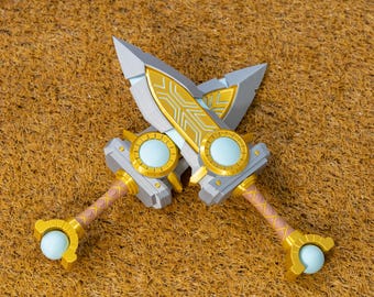 WoW Dual Blade Replica 3D Printed Short Sword Prop Gem Accents Perfect for Cosplay Gaming Decor Collectors Platform Gamer Gift WoW Present