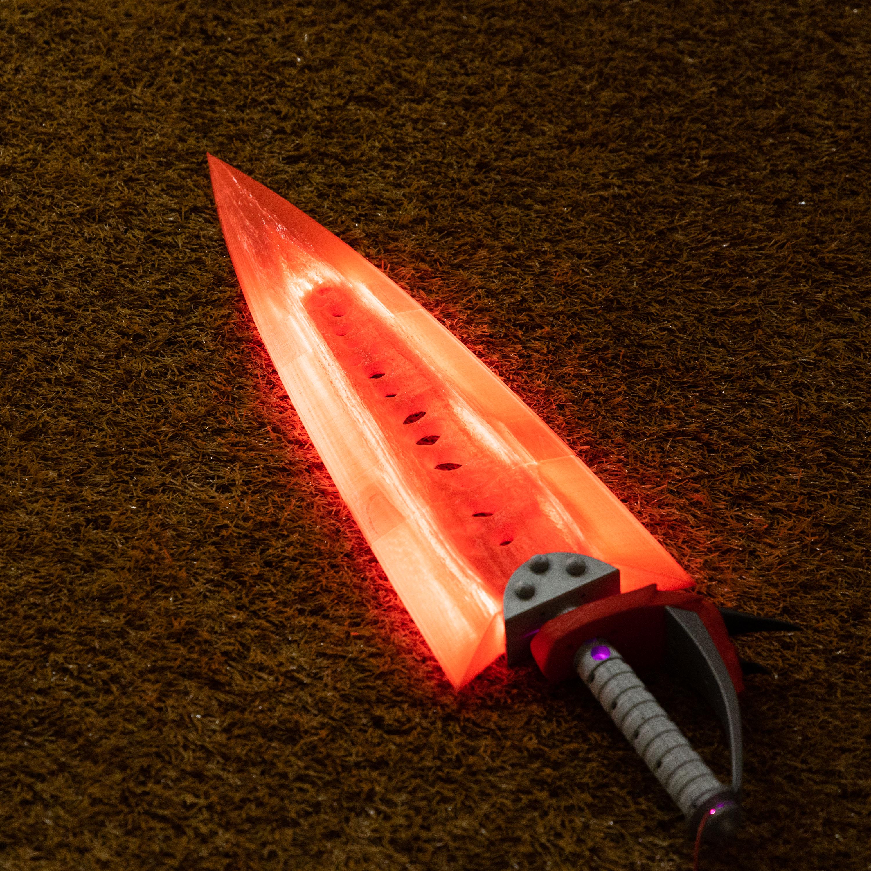 Translucent Red Sword Fantasy Great Sword Replica Glowing Orange LED Blade Large Translucent ...