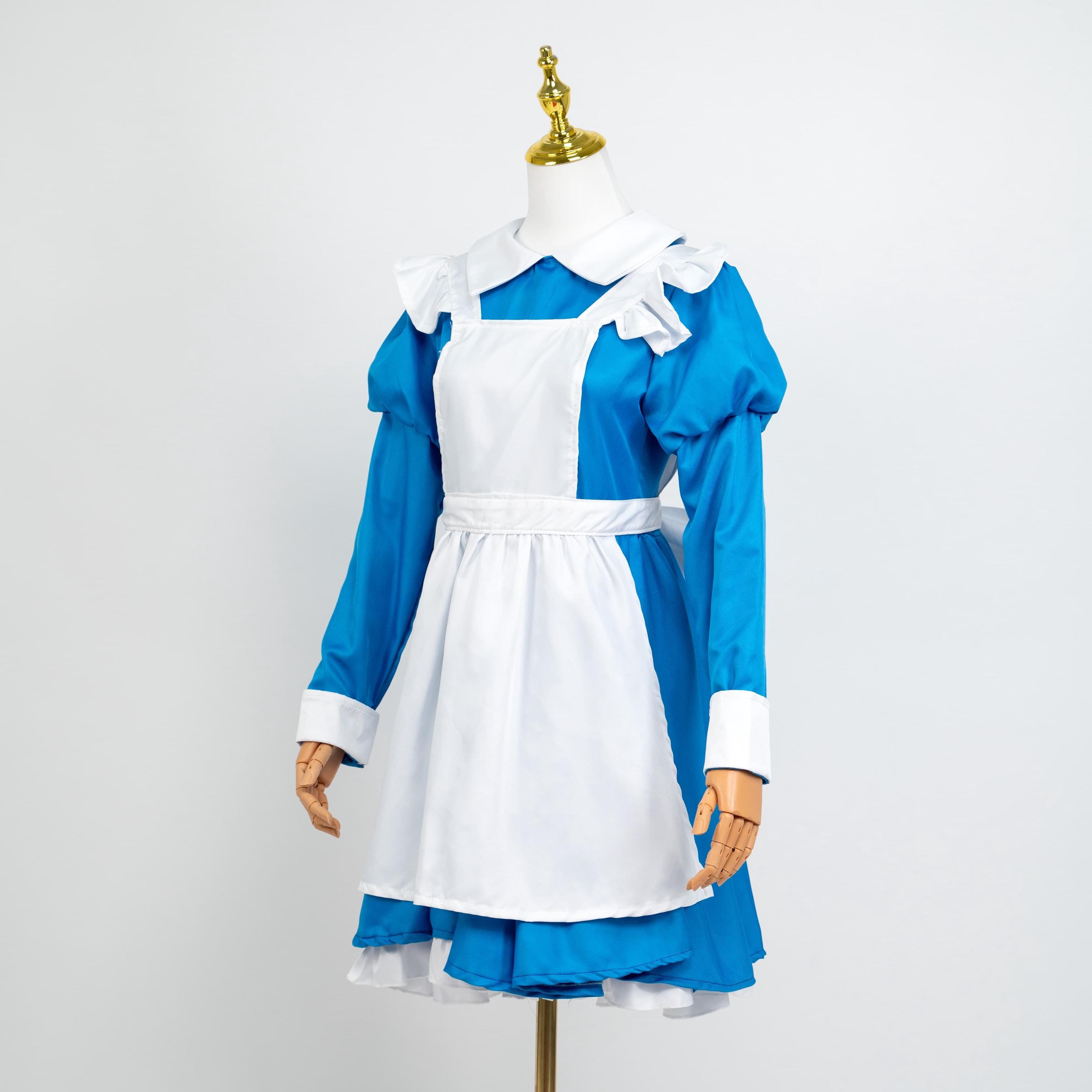 blue maid dress Marian Adult which means be smaller than normal European sizes Alice in Wonderland Sax Blue