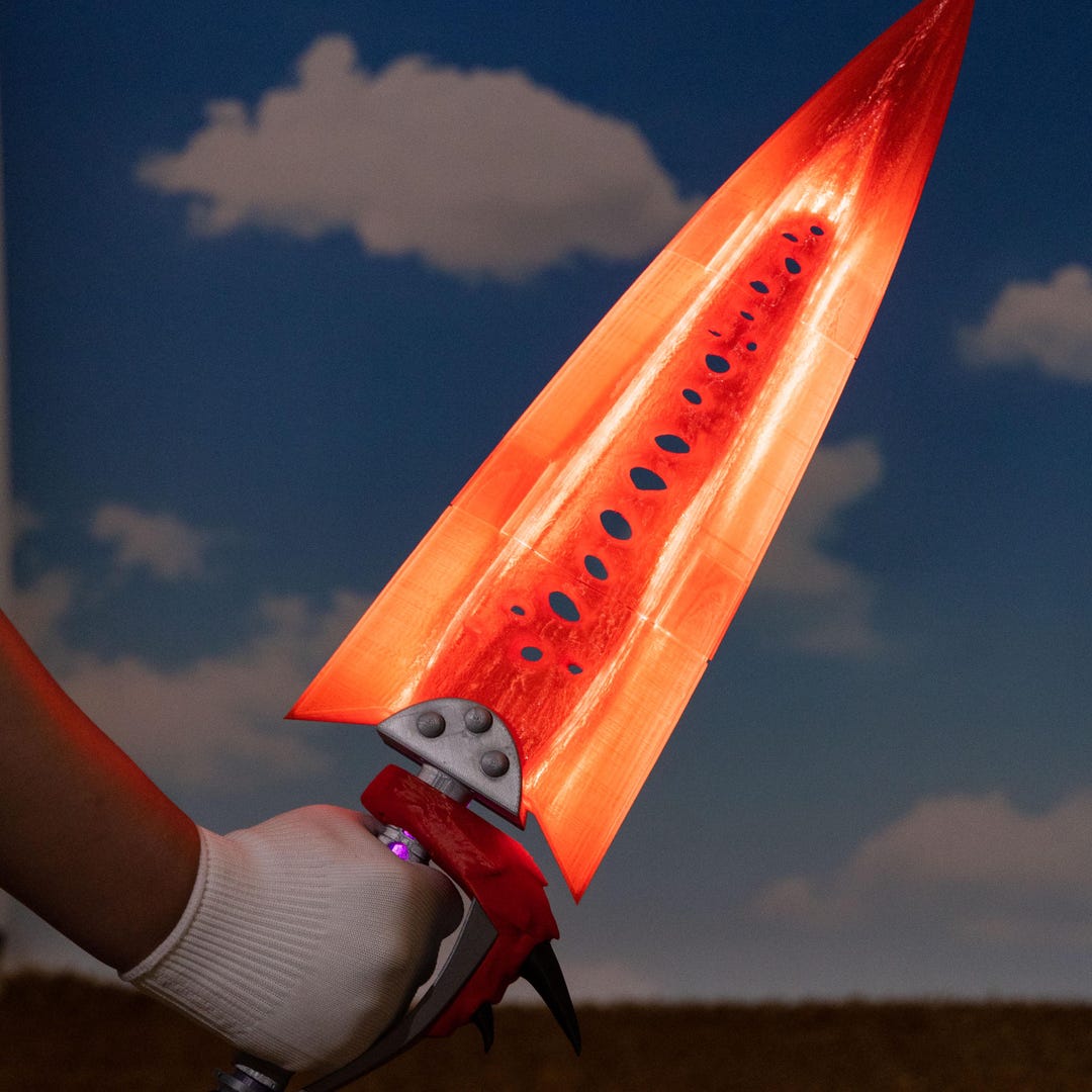 Translucent Red Sword Fantasy Great Sword Replica Glowing Orange LED Blade Large Translucent ...