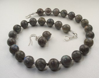 Labradorite - indescribably beautiful iridescent - blue, silver, gray, white...jewelry set