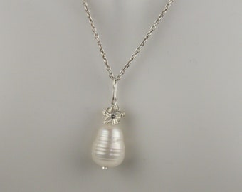 Freshwater pearl sterling silver necklace.  Timeless.