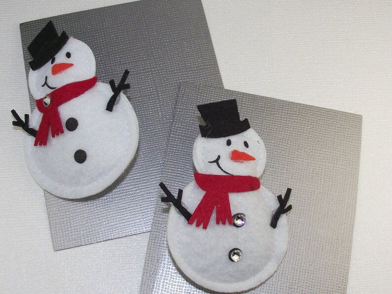 snowman pin...stuffed snowman with swarovski crystals. holiday fun. image 1