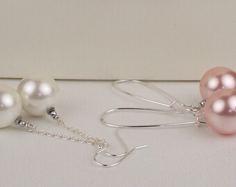 Mother of pearl shell pearls.  super luxe earrings.  WHITE mother of pearl shell pearls