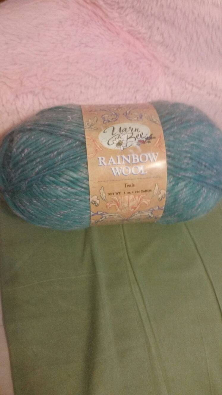 Yarn Bee Rainbow Wool 1 Skein Teals Hobby Lobby Warm Thick Etsy