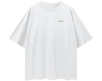 PEACE – Oversized Minimalist T-Shirt | Scandinavian Streetwear | Unisex Drop Shoulder Tee | Ethical Nordic Gift for Him or Her
