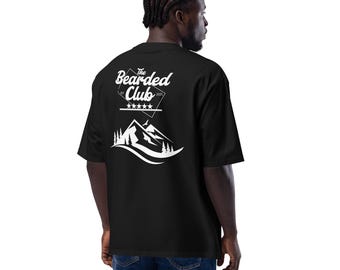 THE BEARDED CLUB 2.0 - Oversized Black T-Shirt | Minimalist Streetwear | Unisex Cotton Tee | Scandinavian Design | Statement Shirt