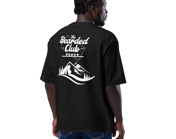THE BEARDED CLUB 2.0 - Oversized Black T-Shirt | Minimalist Streetwear | Unisex Cotton Tee | Scandinavian Design | Statement Shirt