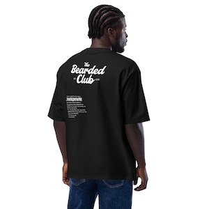 THE BEARDED CLUB - Oversized Black T-Shirt | Minimalist Streetwear | Unisex Cotton Tee | Scandinavian Design | Statement Shirt