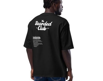 THE BEARDED CLUB - Oversized Black T-Shirt | Minimalist Streetwear | Unisex Cotton Tee | Scandinavian Design | Statement Shirt