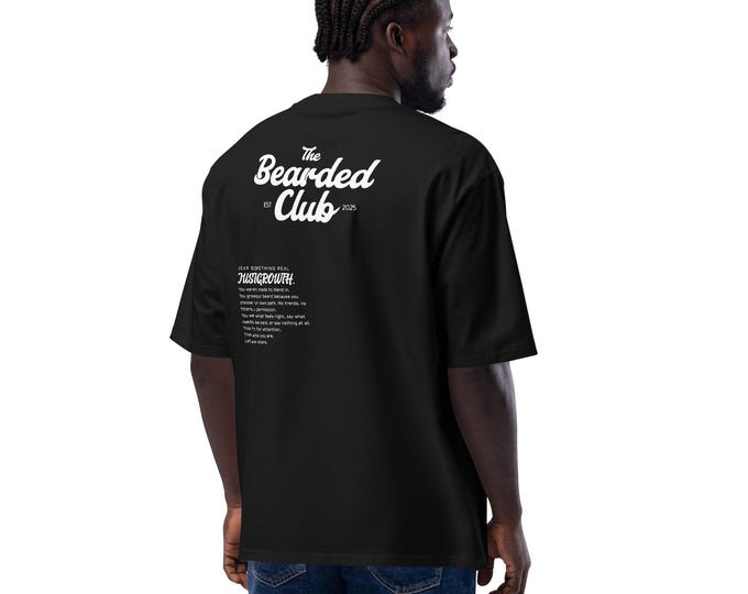 THE BEARDED CLUB - Oversized Black T-Shirt | Minimalist Streetwear | Unisex Cotton Tee | Scandinavian Design | Statement Shirt