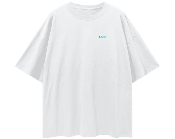 ENJOY – Oversized Minimalist T-Shirt | Scandinavian Streetwear | Unisex Drop Shoulder Tee | Ethical Nordic Gift for Him or Her