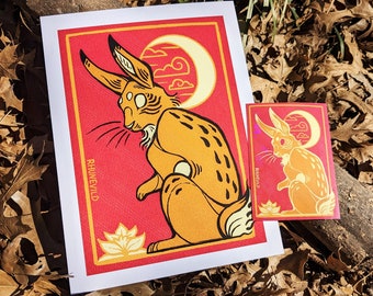 Year of the Rabbit Print & Sticker Set
