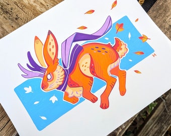 ORIGINAL | Autumn Jackalope Posca Painting