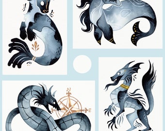 Sea Creatures Mini Prints