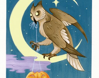 ORIGINAL -- Midnight Feast Halloween Painting