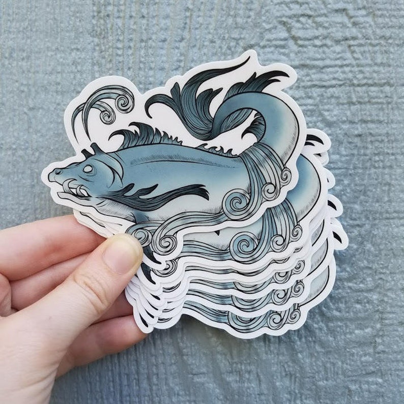 Sea Monster Prister Whale Vinyl Sticker image 1