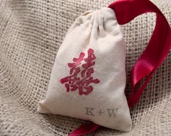 DOUBLE HAPPINESS Sachet Bags for weddings