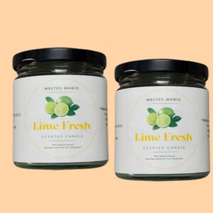 lime soy wax candle, handmade candle, citrus scented candle, eco-friendly candle, aromatherapy candle, gift for her, home decor candle