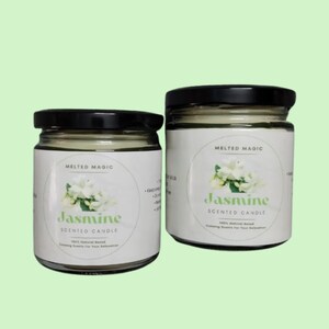 jasmine soy wax candle, handmade candle, aromatheraphy candle, gift for her, floral scented candle, home decor