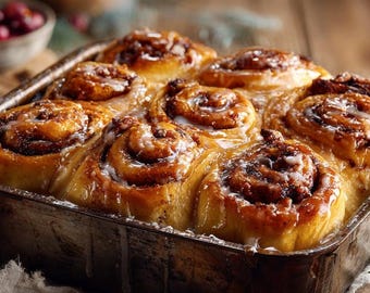 Classic Cinnamon Rolls Recipe: Soft Gooey Cinnamon Buns – Cozy Christmas Printable (Digital Download PDF)