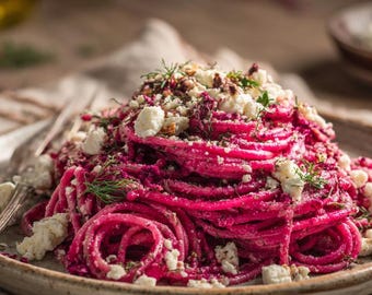 Creamy Beetroot & Feta Pasta Recipe: Vibrant Pink 20-Minute Gourmet Meal (Digital Download PDF)