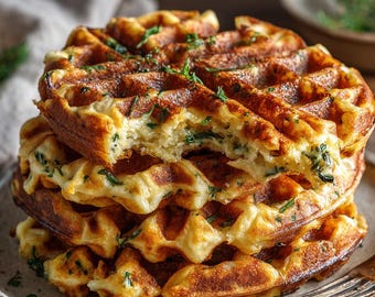 Savory Cheese & Herb Waffles Recipe | Cheesy Brunch (Digital Download)