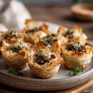 Recept voor gevulde filodeegdeegcups: elegante slagroomkaas-vijgenvoorgerechtgids (digitale download pdf)