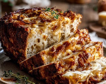 Caramelized Onion & Gruyère Bread Recipe: Savory French Bistro Loaf Guide (Digital Download PDF)
