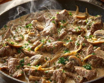 Beef Stroganoff Recipe: Creamy Mushroom Sauce Dinner (Digital Download PDF)