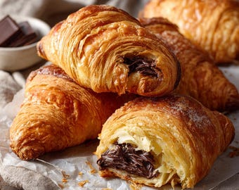 Chocolate Croissants PDF | Easy Puff Pastry Dessert with Chocolate Filling | Digital Download Recipe