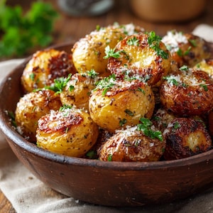 Crispy Roasted Baby Potatoes Recipe: Summer Appetizer with Parmesan Garlic Herbs (Digital Download PDF)