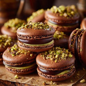 Recept chocolade-pistache-macarons: stapsgewijze handleiding (digitale download pdf)