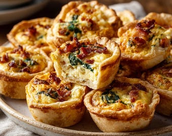 Receta de mini quiches: Idea imprimible para desayuno y brunch (Descarga digital en PDF)
