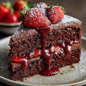チョコレートストロベリーケーキのレシピ：印刷可能なベーキングガイド（デジタルダウンロードPDF） 画像 1
