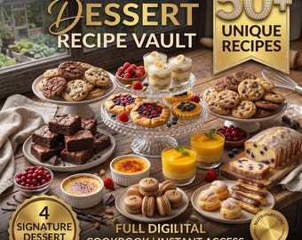 The Ultimate Dessert Recipe Vault | 50+ Baking Guides and Signature Sweet Recipe Cards (Digital Download)