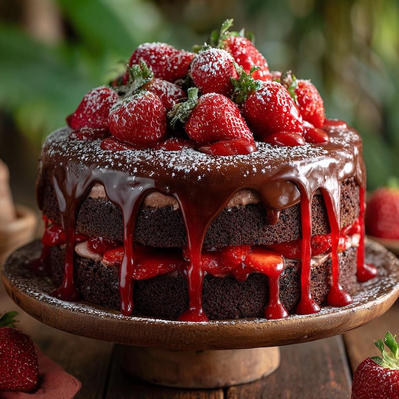 チョコレートストロベリーケーキのレシピ：印刷可能なベーキングガイド（デジタルダウンロードPDF） 画像 4