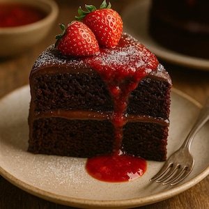 チョコレートストロベリーケーキのベストレシピ PDF | フレッシュストロベリーソースのレイヤーケーキ（印刷可能） | デジタルデザートダウンロード | 簡単ベーキングガイド