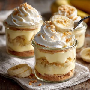 Receta de mini vasitos de pudín de plátano: Postre fácil sin horno (Descarga digital en PDF)