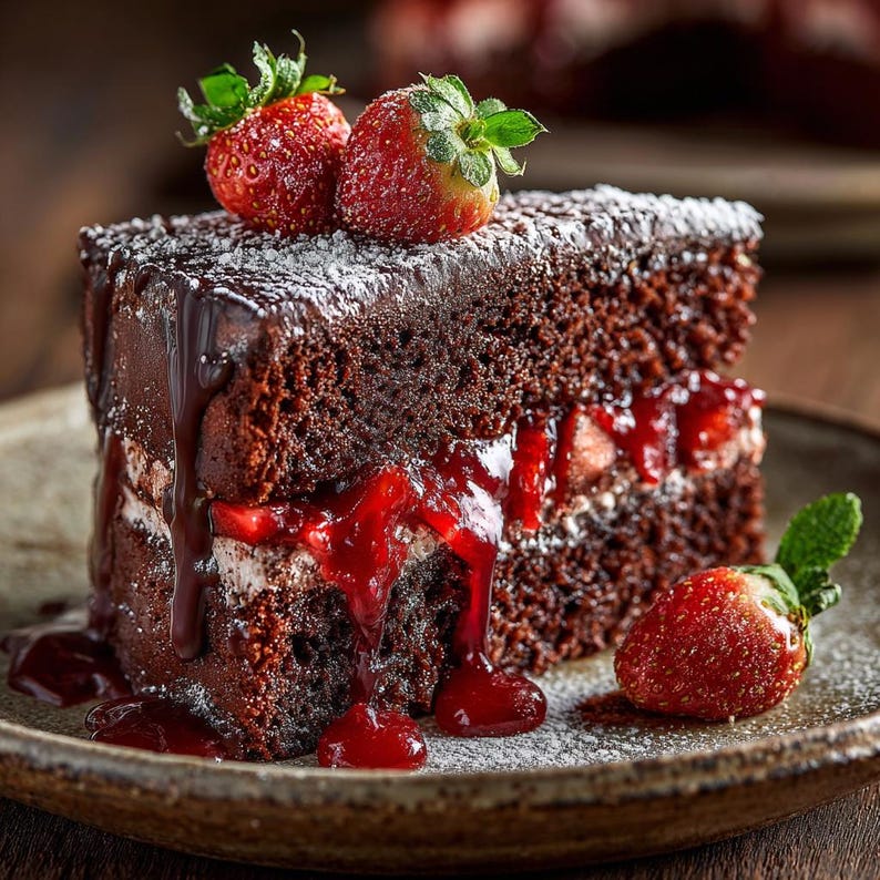 チョコレートストロベリーケーキのレシピ：印刷可能なベーキングガイド（デジタルダウンロードPDF） 画像 2