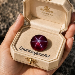 Cabujón de rubí estrella rojo birmano de 12 quilates: Gema ovalada natural (13x13x6 mm) Rubí estrella certificado