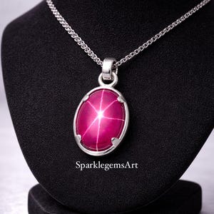 25CTs Natural Star Ruby Pendant 925 Silver Necklace Asterism Ruby Gemstone Jewelry Gift for Her
