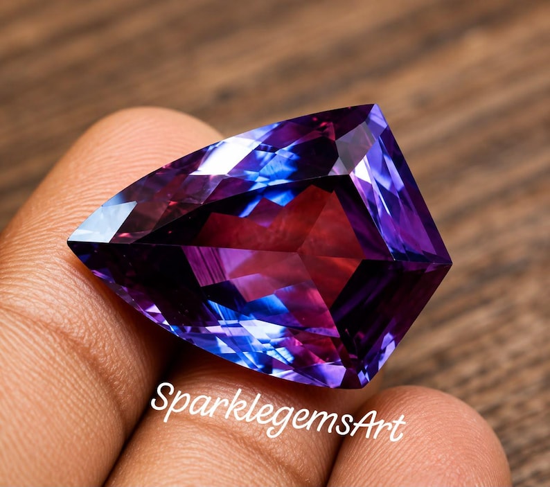44Ct Shield Cut Color Change Alexandrite Natural Loose Gemstone Large Multicolor Fine Jewelry Stone image 1