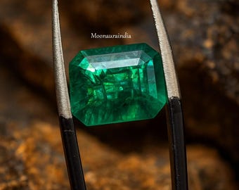 Pierres précieuses naturelles en vrac, émeraude verte, taille émeraude, 12-14 carats