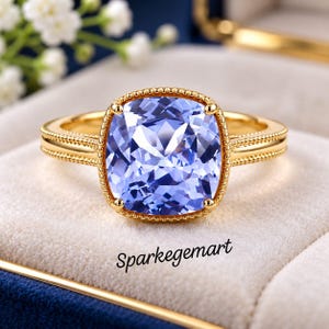 18カラット天然カラーチェンジサファイアクッションカットリング925スターリングシルバー全サイズ対応ステートメントジェムストーンジュエリー