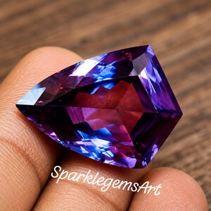 44Ct Shield Cut Color Change Alexandrite Natural Loose Gemstone Large Multicolor Fine Jewelry Stone image 2