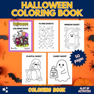 Halloween Coloring Book for Kids: Spooky Ghosts, Witches, Pumpkins (PDF Printable, 50 Pages
