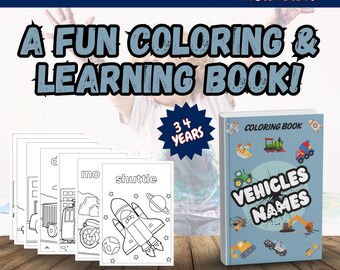 Vehicles Name Coloring book