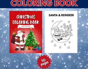 May include: A Christmas coloring book with a red cover featuring Santa Claus, a Christmas tree, and gifts. The book includes 50 pages of activities and the text "Christmas Coloring Book for the Kids."